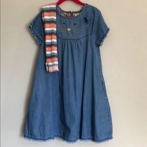 Mini Boden Cat Denim Dress size 8-9 w/ tights
